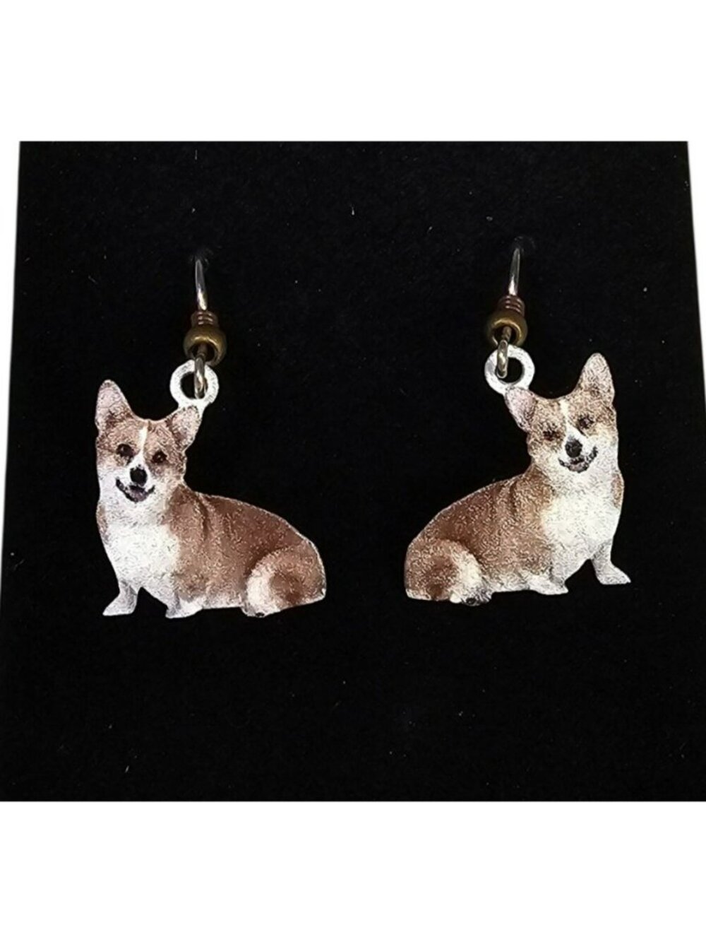 Corgi Dog Dangle Metal Earrings Animal Jewelry .5" Pet Lovers Gift